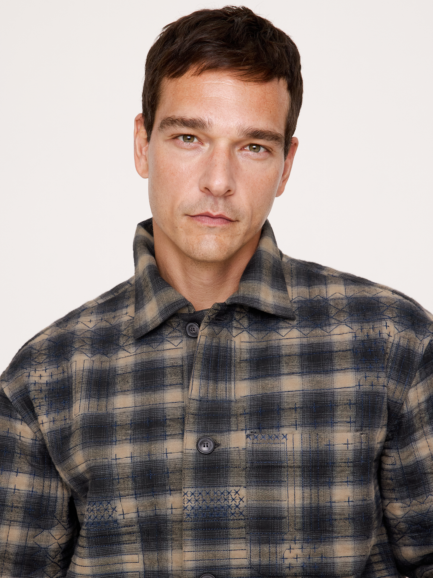 Image 3 of 6, Relaxed-Fit Embroidered Cotton Quilted Flannel Overshirt