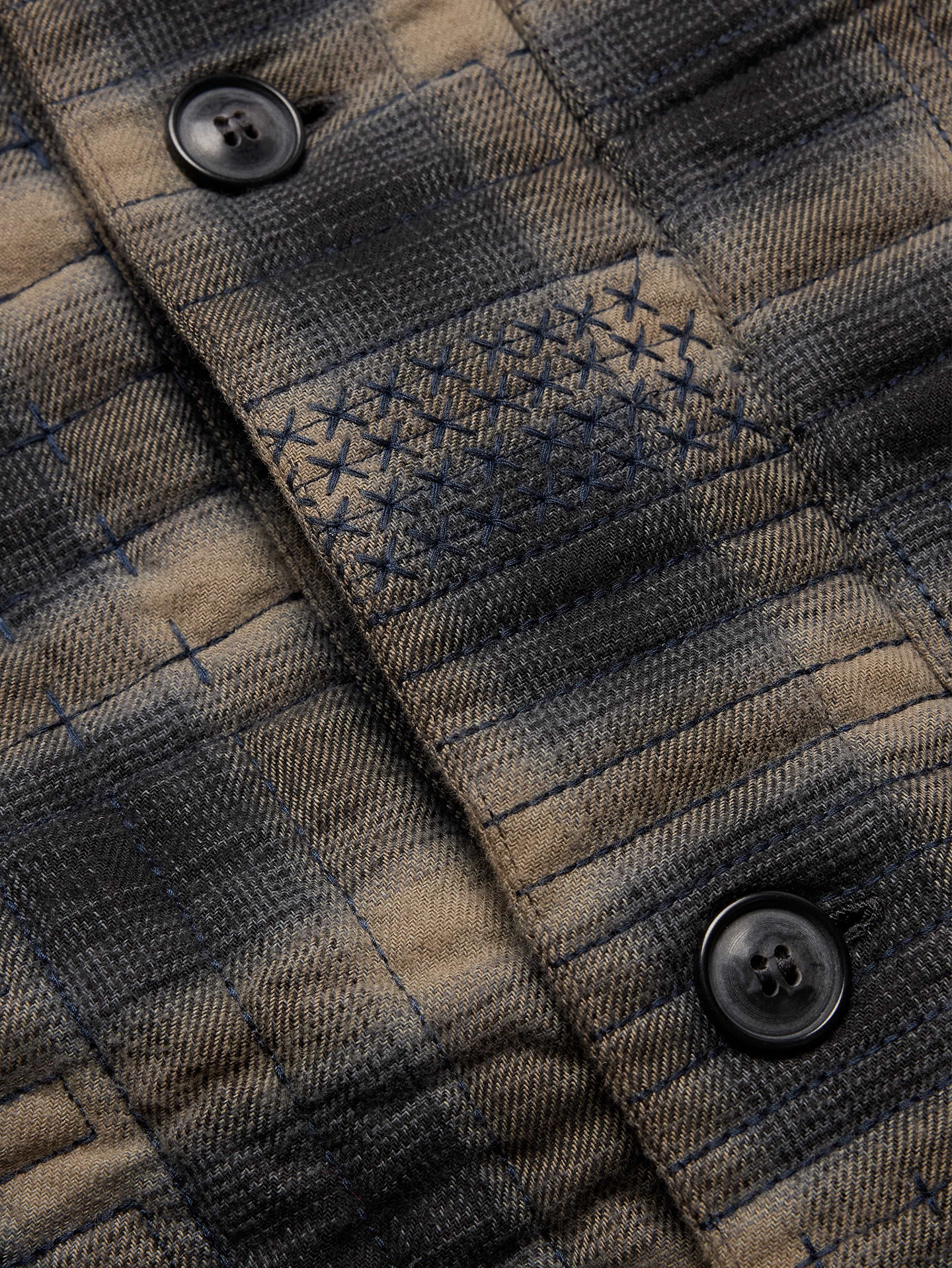 Image 5 of 6, Relaxed-Fit Embroidered Cotton Quilted Flannel Overshirt
