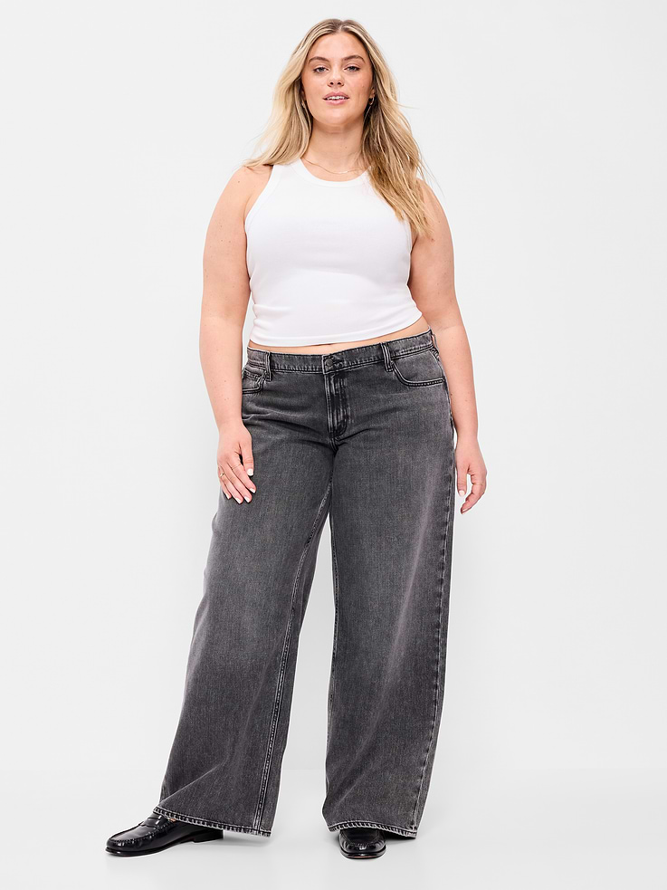 Image 9 of 10, Low-Rise Baggy Wide-Leg Jeans