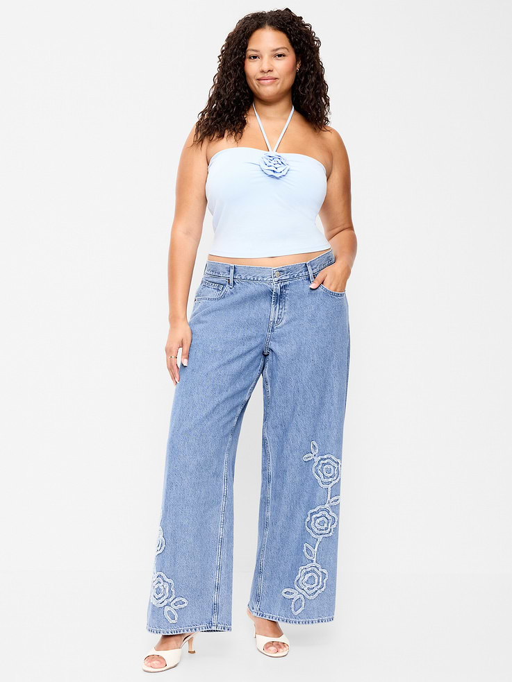 Image 8 of 9, Low-Rise Baggy Wide-Leg Jeans