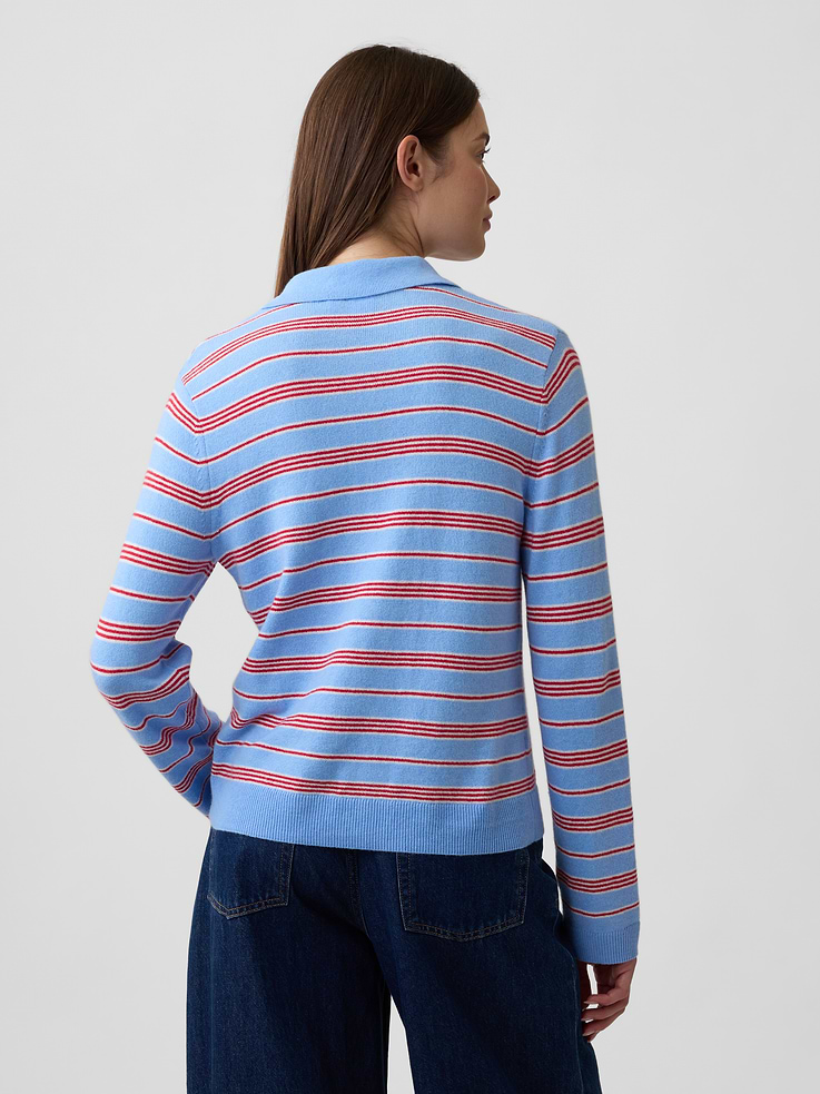 Image 2 of 5, CashSoft Relaxed Sweater Polo Shirt