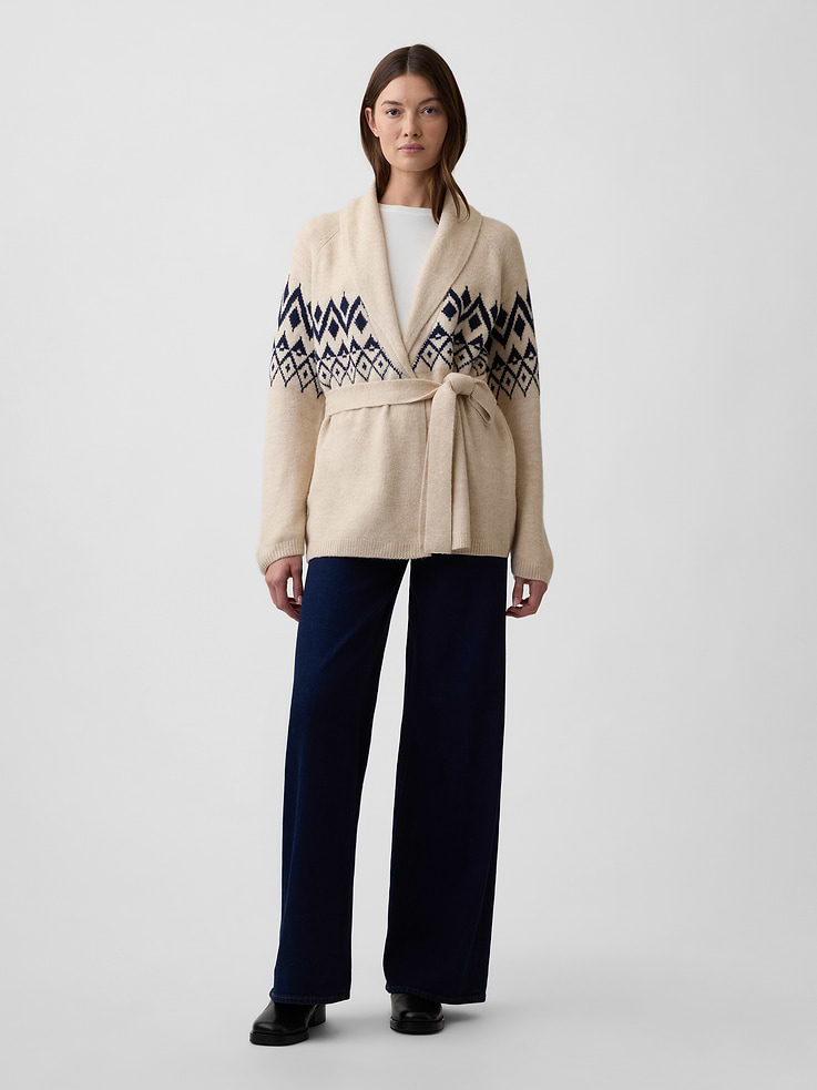 Image 3 of 5, Relaxed CashSoft Fair Isle Shawl Cardigan