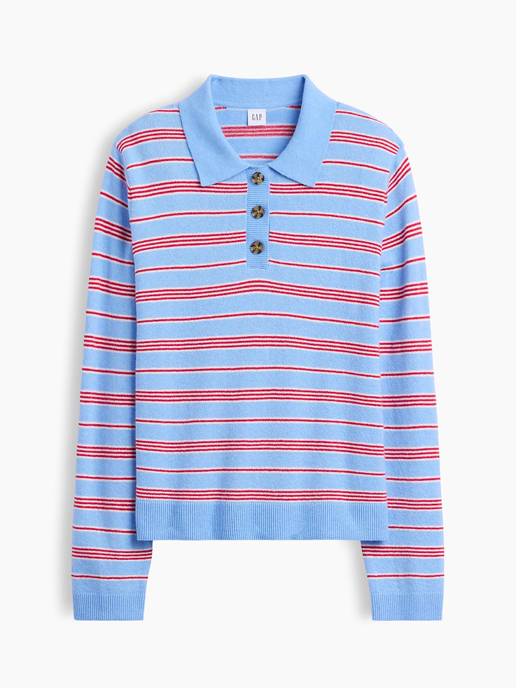 Image 5 of 5, CashSoft Relaxed Sweater Polo Shirt