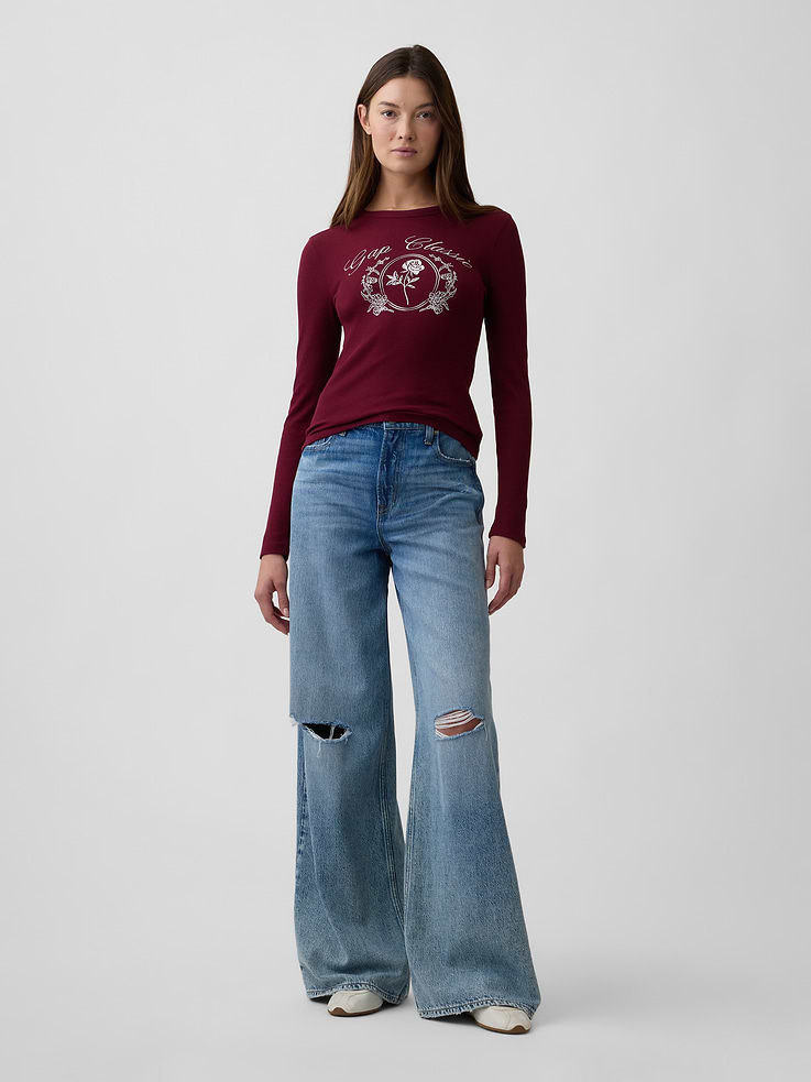 Image 3 of 5, Waffle-Knit Crewneck T-Shirt