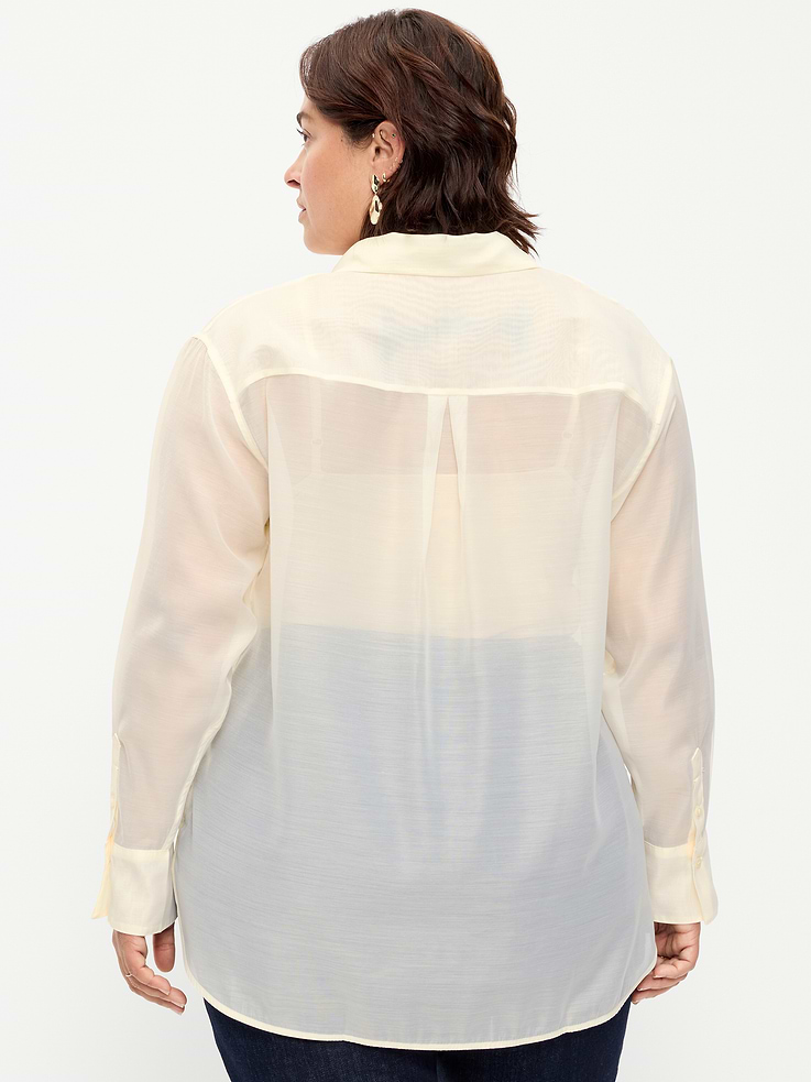 Image 6 of 6, Organza Button-Down Shirt