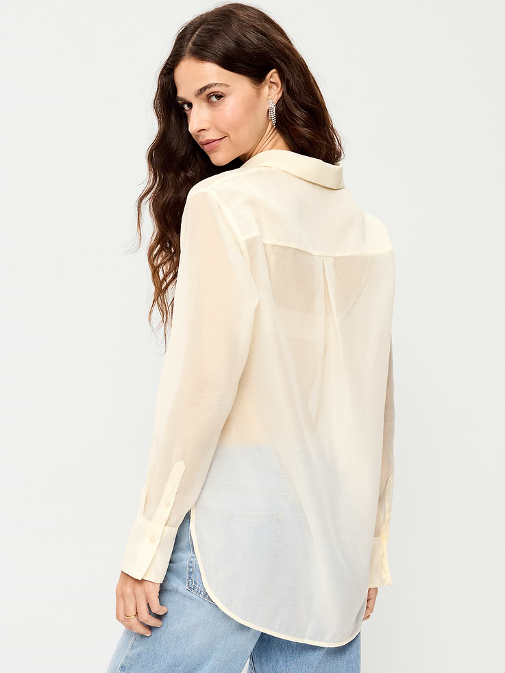 Image 2 of 6, Organza Button-Down Shirt