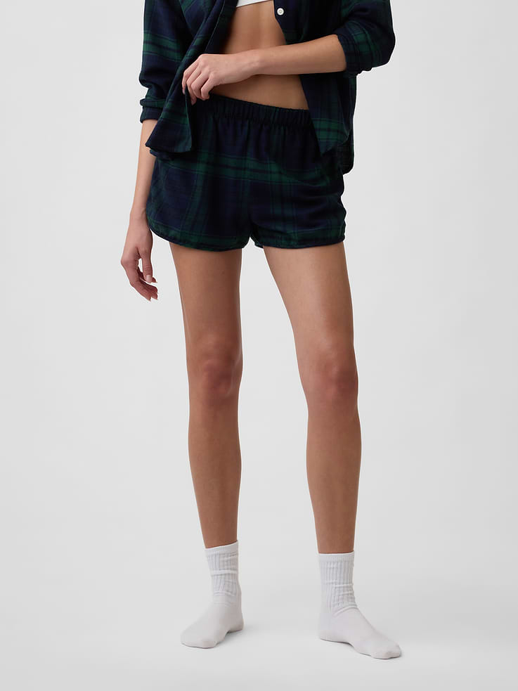 Image 3 of 4, Flannel PJ Shorts