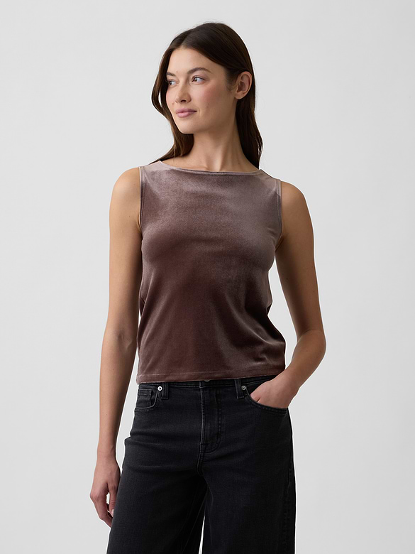 Sleeveless Velour Top