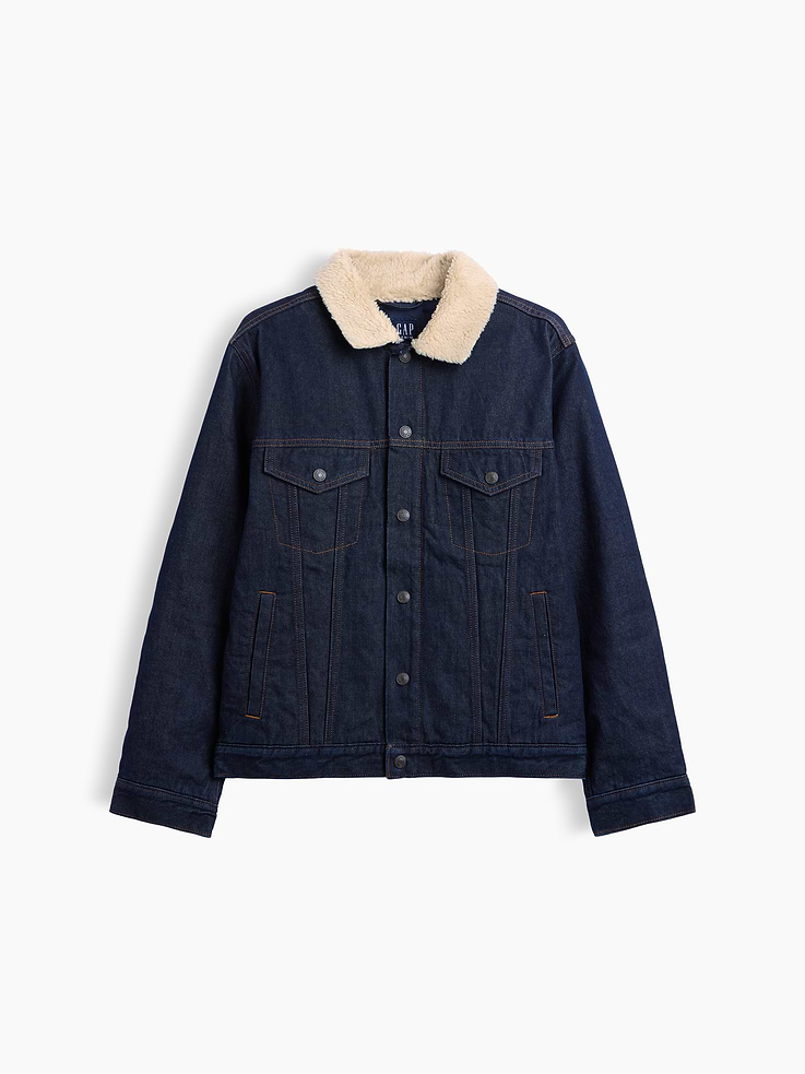 Image 5 of 5, Relaxed Sherpa-Lined Icon Denim Jacket