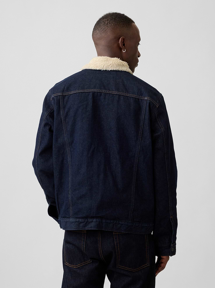 Image 2 of 5, Relaxed Sherpa-Lined Icon Denim Jacket