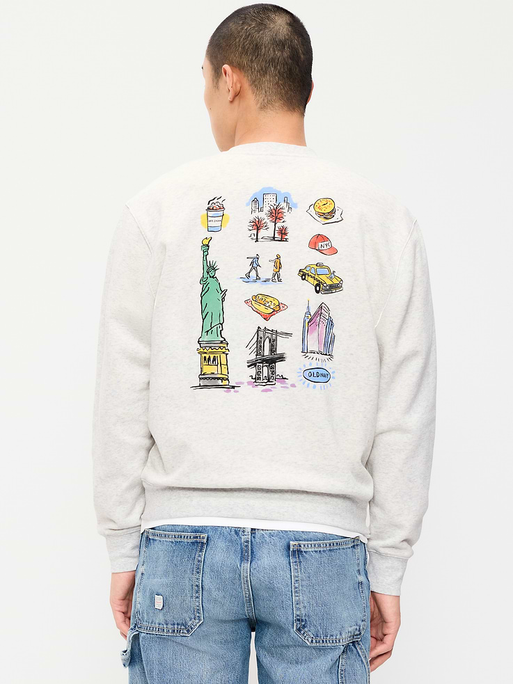Image 2 of 4, Oversized Logo Graphic Crew-Neck Sweatshirt