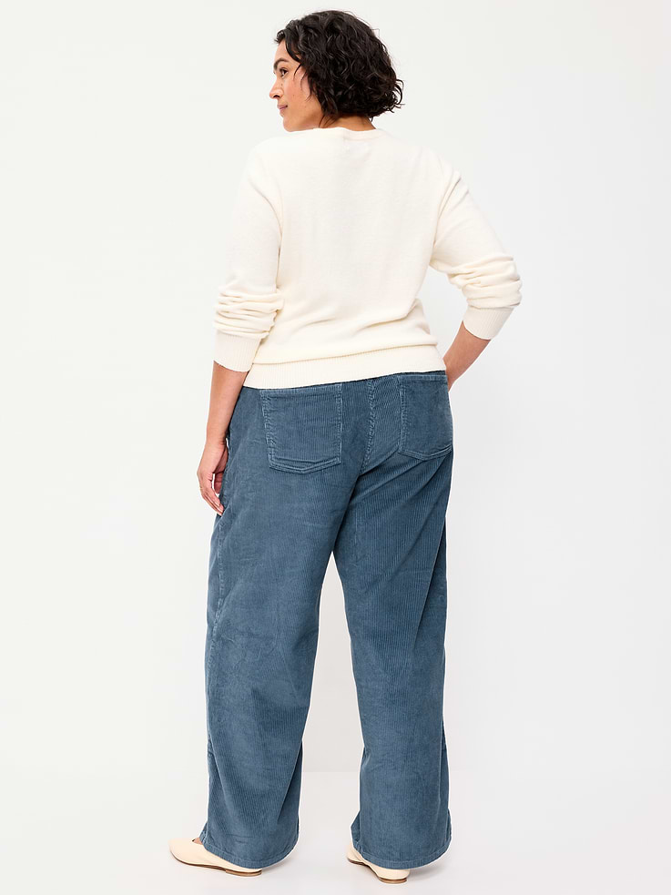 Image 8 of 8, High-Waisted Baggy Wide-Leg Corduroy Pants