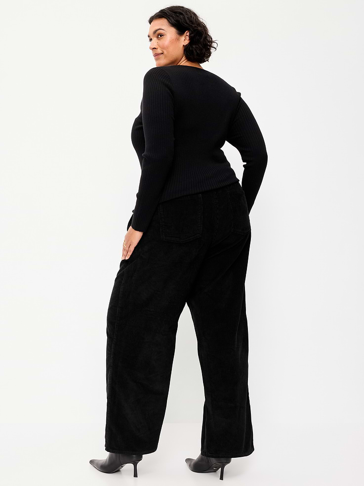 Image 5 of 5, High-Waisted Baggy Wide-Leg Corduroy Pants