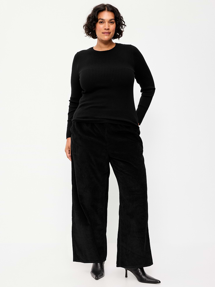 Image 4 of 5, High-Waisted Baggy Wide-Leg Corduroy Pants