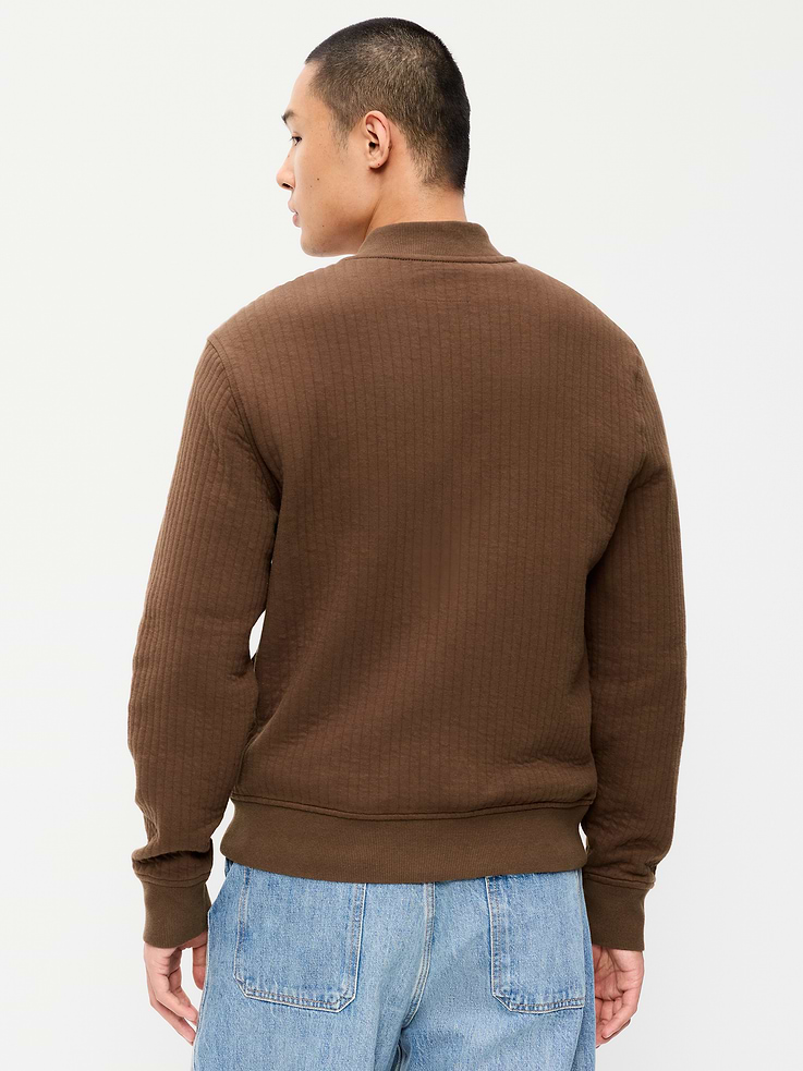 Image 2 of 4, Quilted Fleece Bomber Jacket