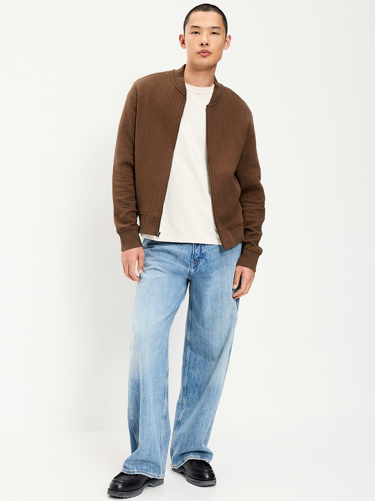 Image 3 of 4, Quilted Fleece Bomber Jacket