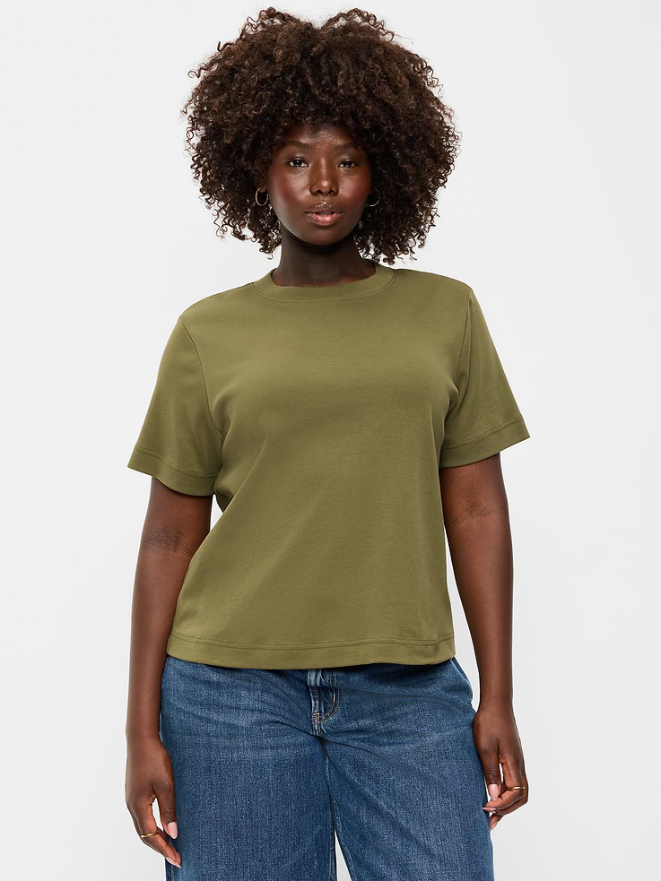 Image 5 de 8, T-shirt ras du cou court en tissu épais