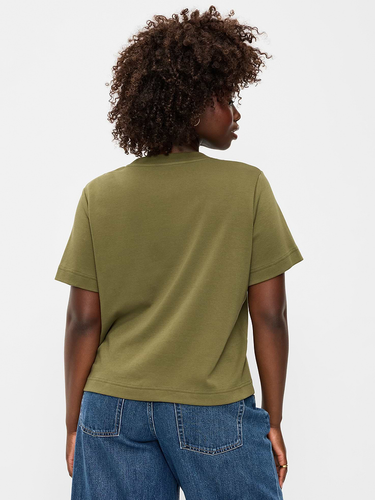 Image 6 de 8, T-shirt ras du cou court en tissu épais