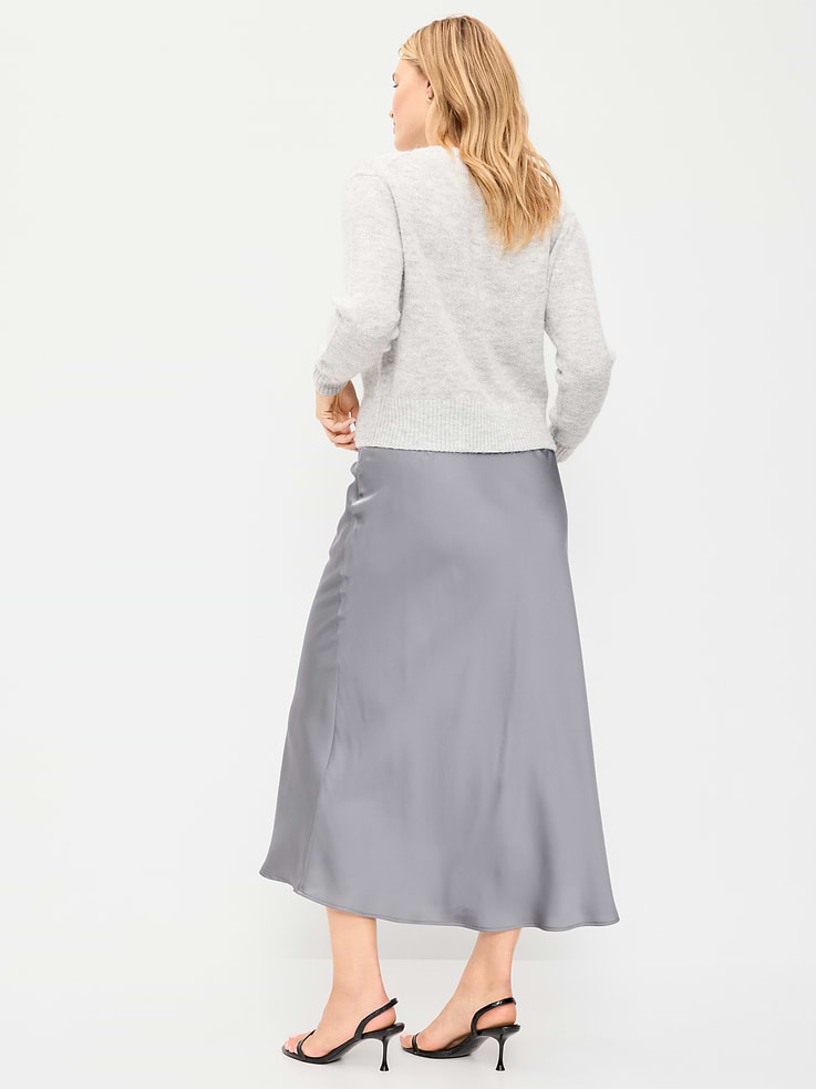 Image 3 of 5, Satin A-Line Maxi Skirt