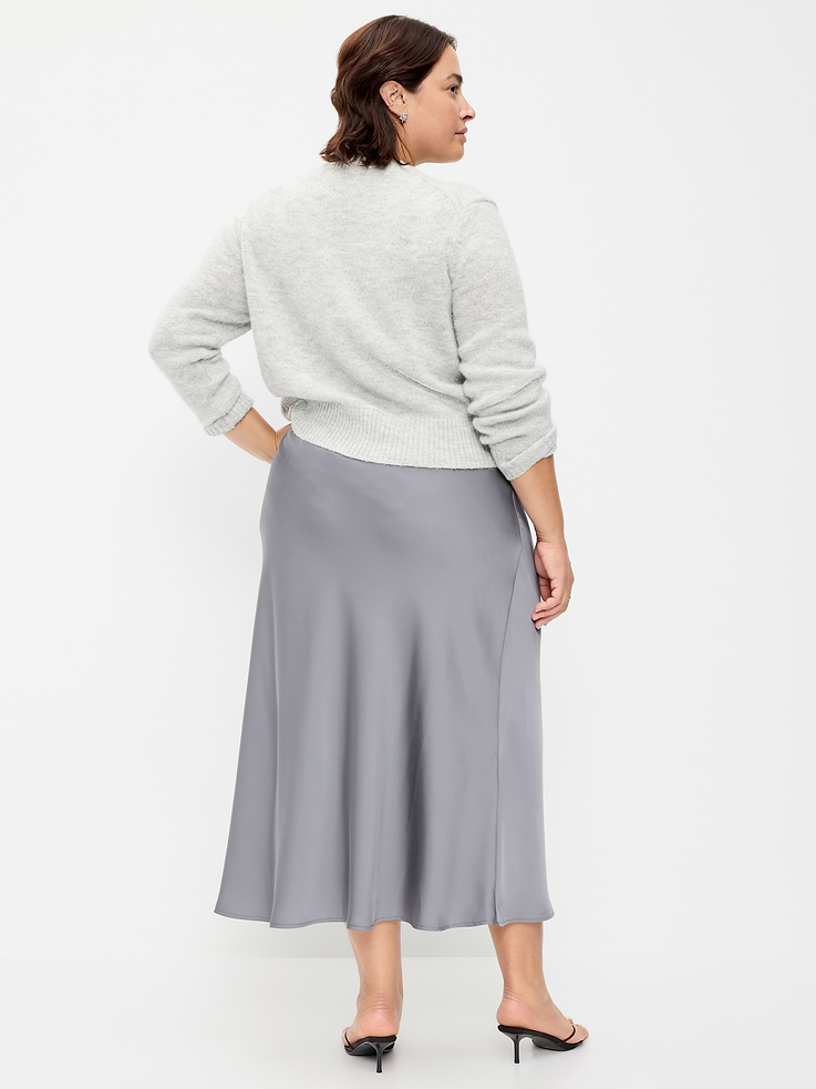 Image 5 of 5, Satin A-Line Maxi Skirt