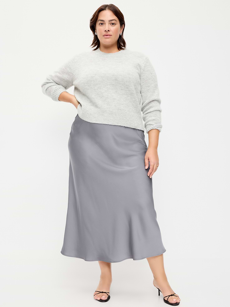 Image 4 of 5, Satin A-Line Maxi Skirt