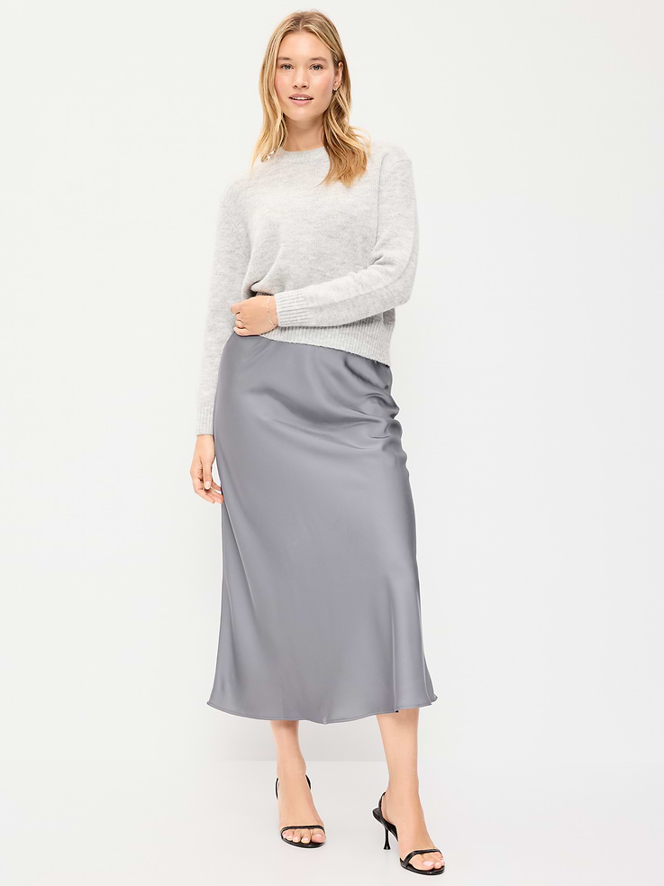 Image 2 of 5, Satin A-Line Maxi Skirt
