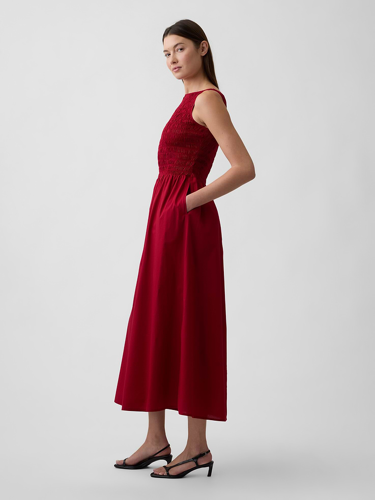 Image 4 of 6, Smocked Boatneck Midi Dress
