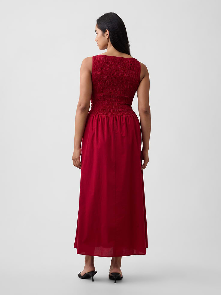 Image 5 of 6, Smocked Boatneck Midi Dress