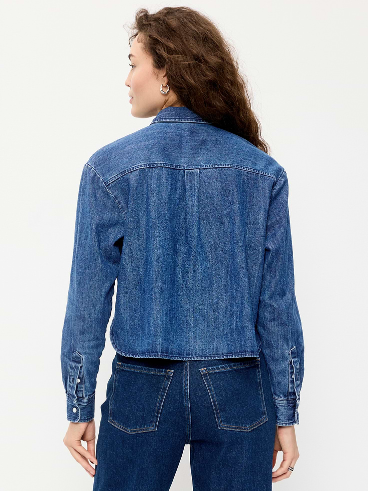 Image 2 of 6, Long-Sleeve Tie-Neck Button-Down Shirt