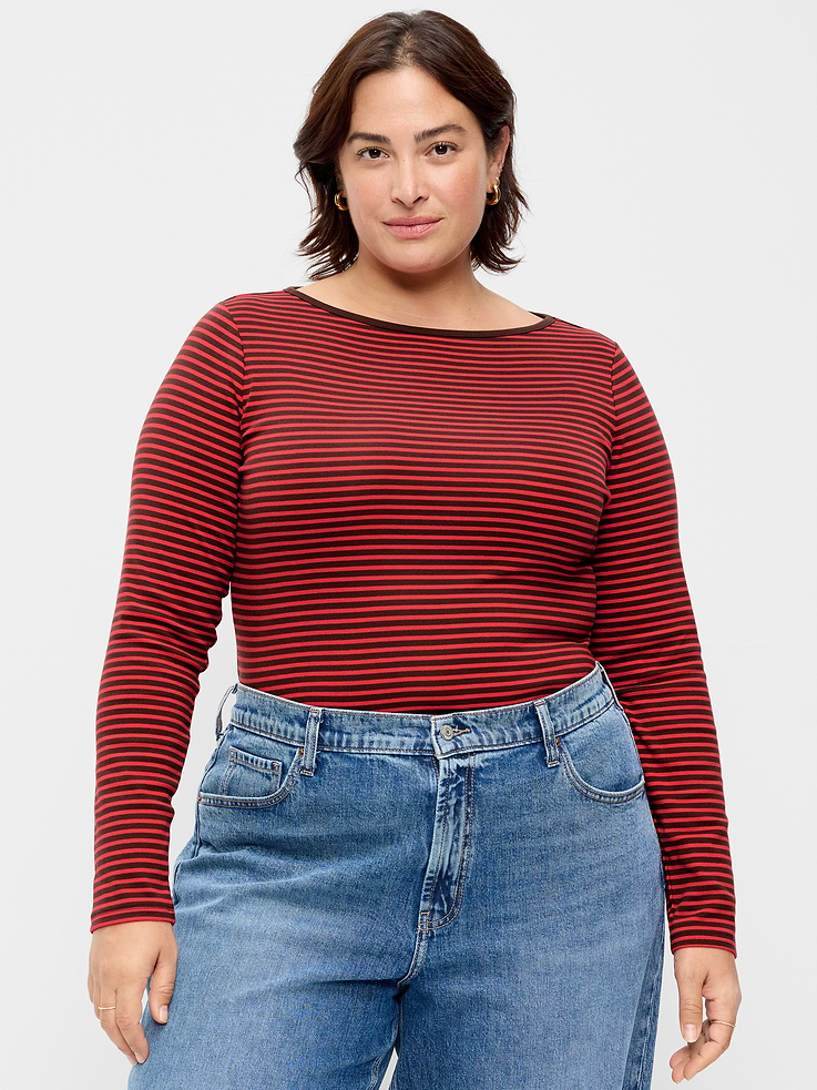 Image 7 of 8, Snug Long-Sleeve Boatneck T-Shirt