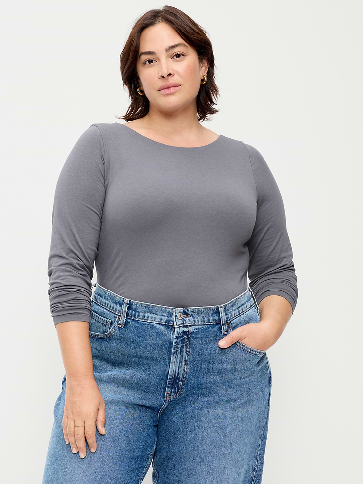 Image 5 of 6, Hug Double-Layer Long-Sleeve Scoop-Back Top