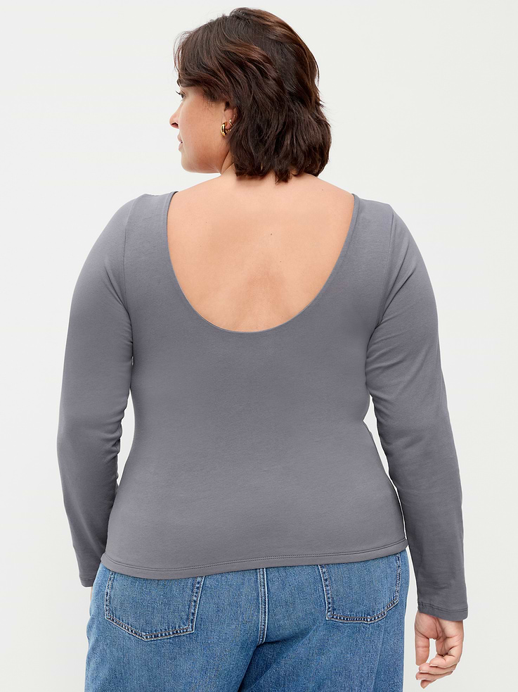 Image 6 of 6, Hug Double-Layer Long-Sleeve Scoop-Back Top
