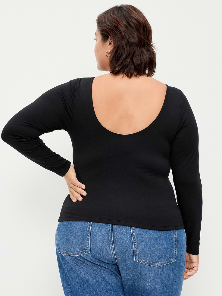 Image 6 of 6, Hug Double-Layer Long-Sleeve Scoop-Back Top