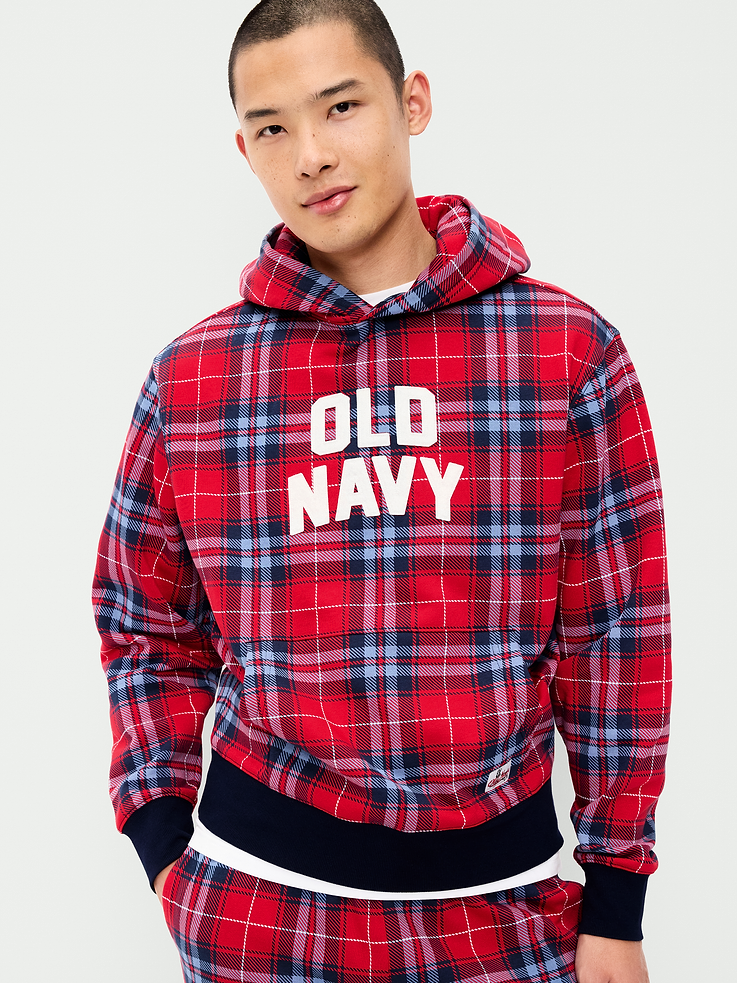 Image 3 of 4, Plaid Logo Graphic Pullover Hoodie