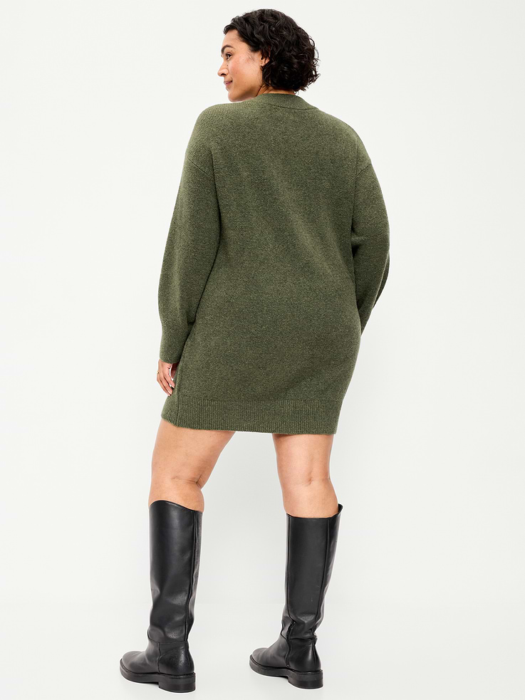 Image 9 of 9, SoSoft Long-Sleeve V-Neck Mini Sweater Dress