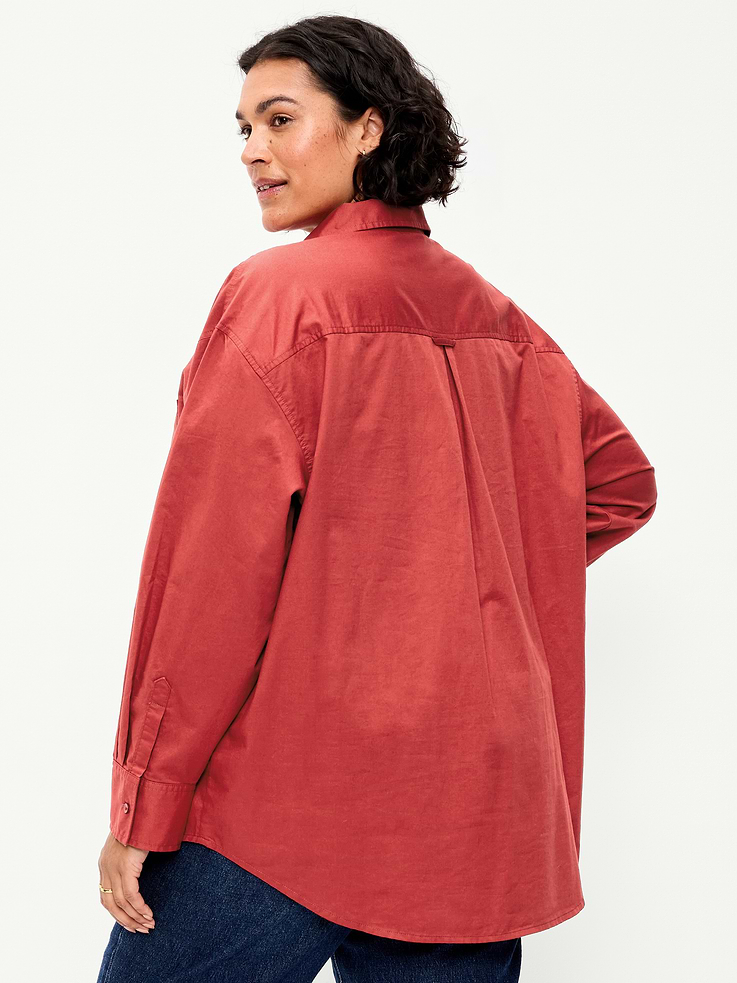 Image 8 of 8, Oversized Button-Down Boyfriend Shirt