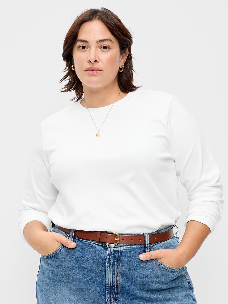 Image 7 of 8, Heavyweight Long-Sleeve Crew-Neck T-Shirt