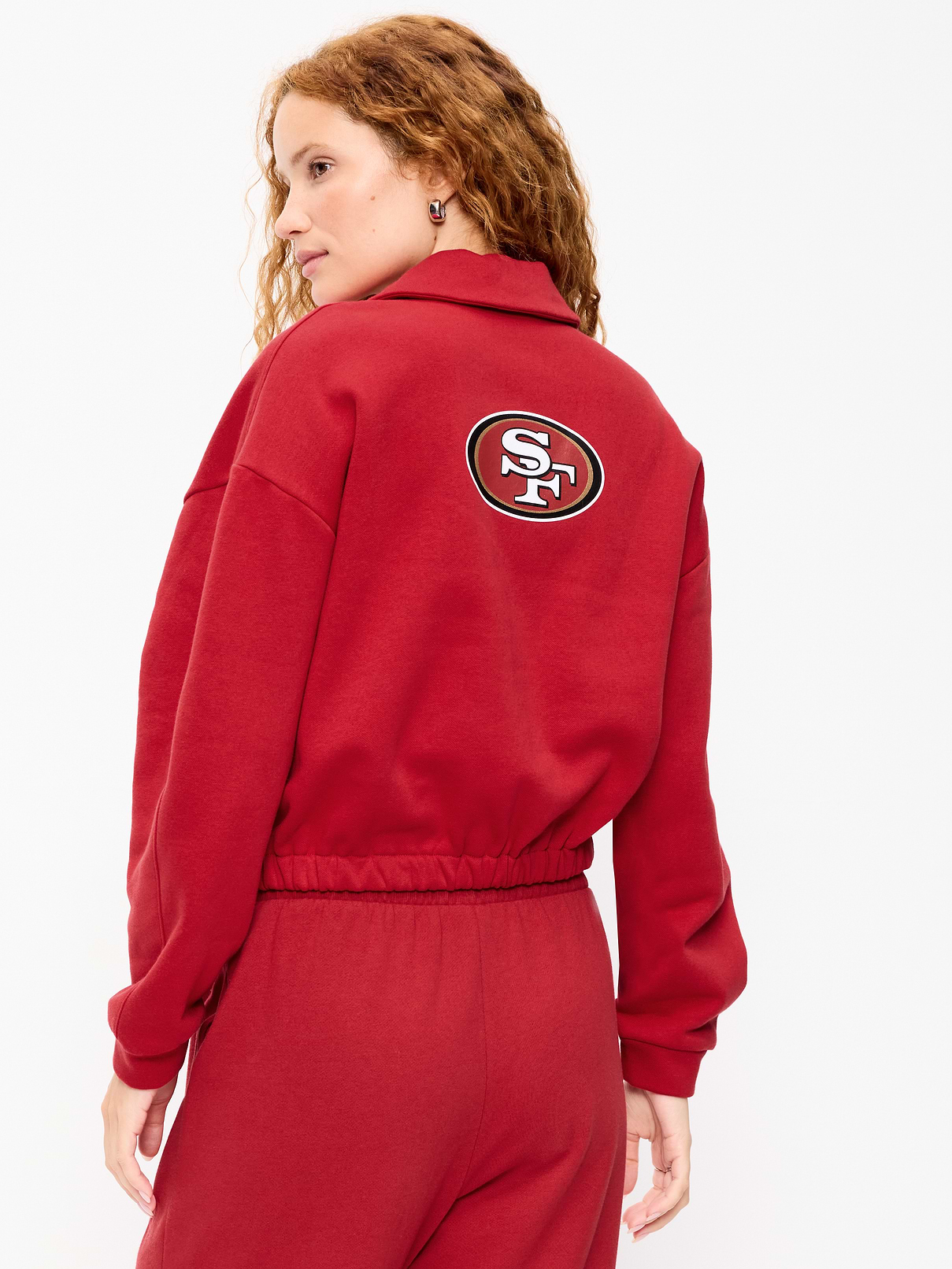 Image 2 of 5, San Francisco 49ers Oversized Fleece Bomber Jacket for Women
