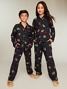 Image 1 of 3, notched collar, long sleeves, patch chest pocket, full button-front, matching pajama pants, elasticized waistband, on-seam pockets, ©Disney, Product #906393