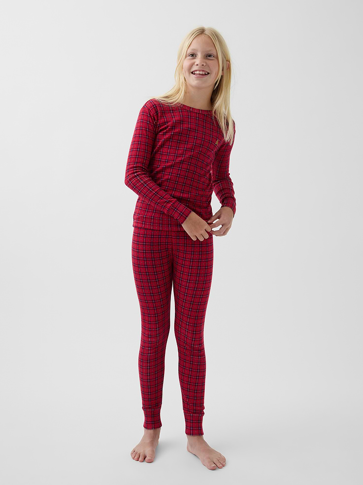 Image 5 de 7, Pyjama en coton biologique brossé à carreaux pour Enfant et Bébé