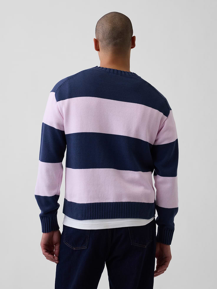 Image 3 of 5, Relaxed Stripe Crew Sweater