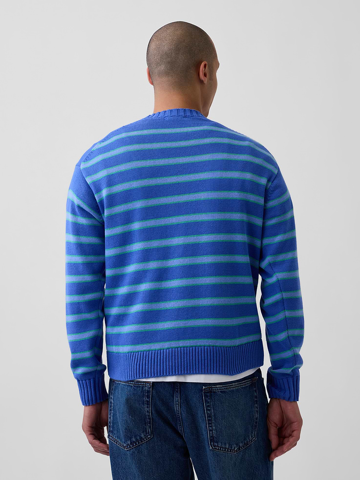 Image 3 of 5, Relaxed Stripe Crew Sweater