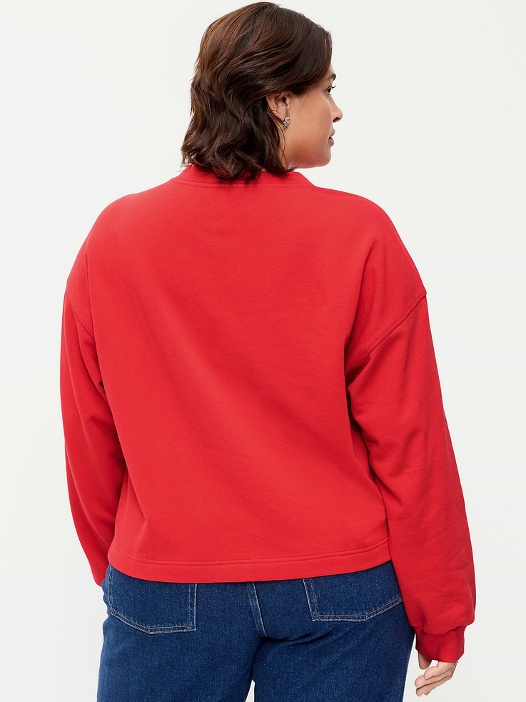 Image 5 of 7, Fleece Crew-Neck Embellished Top