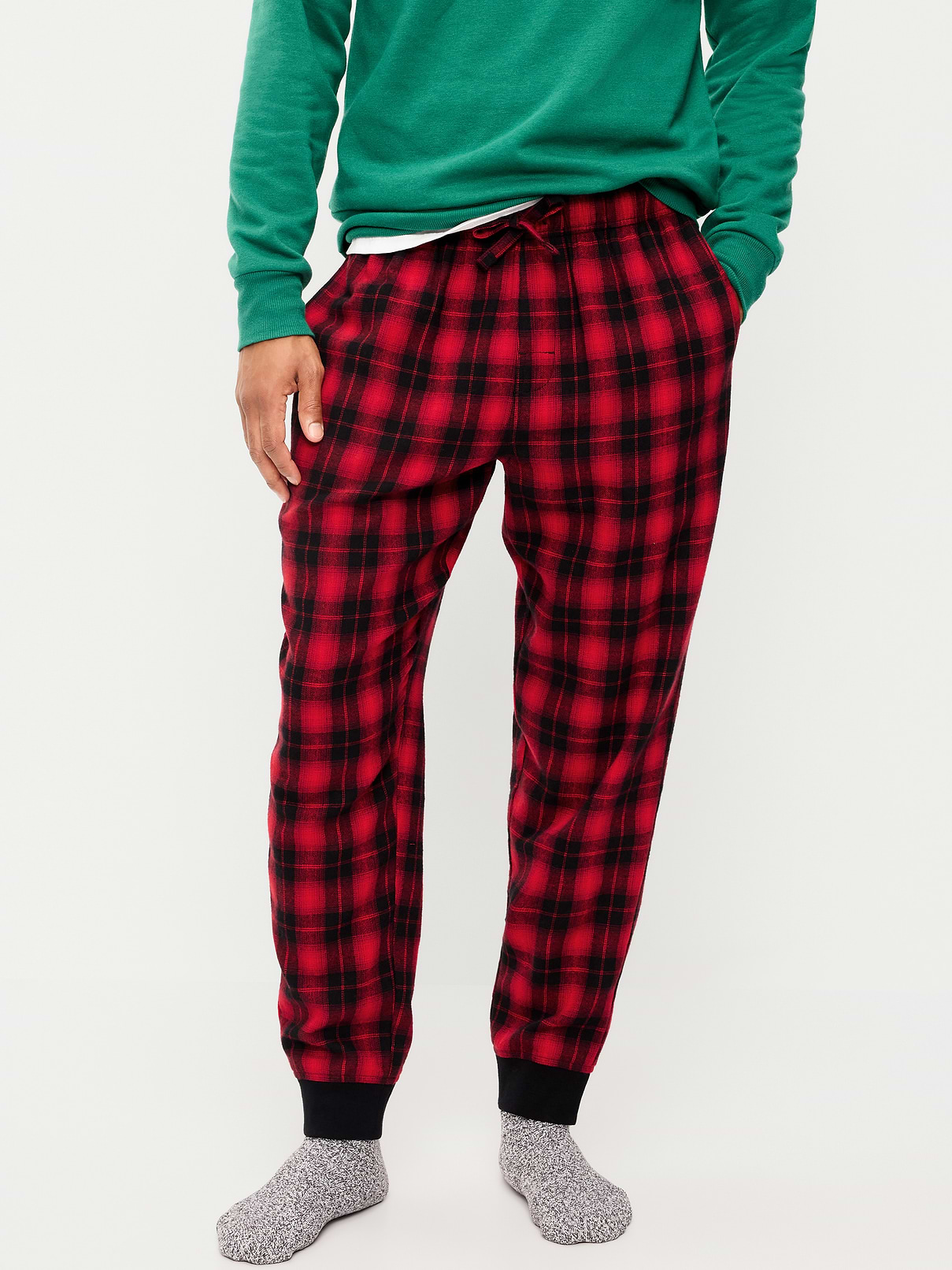 Image 1 of 3, elastic-drawstring waistband, faux fly, hip pockets, rib-knit cuffs, pull-on style, Product #905052