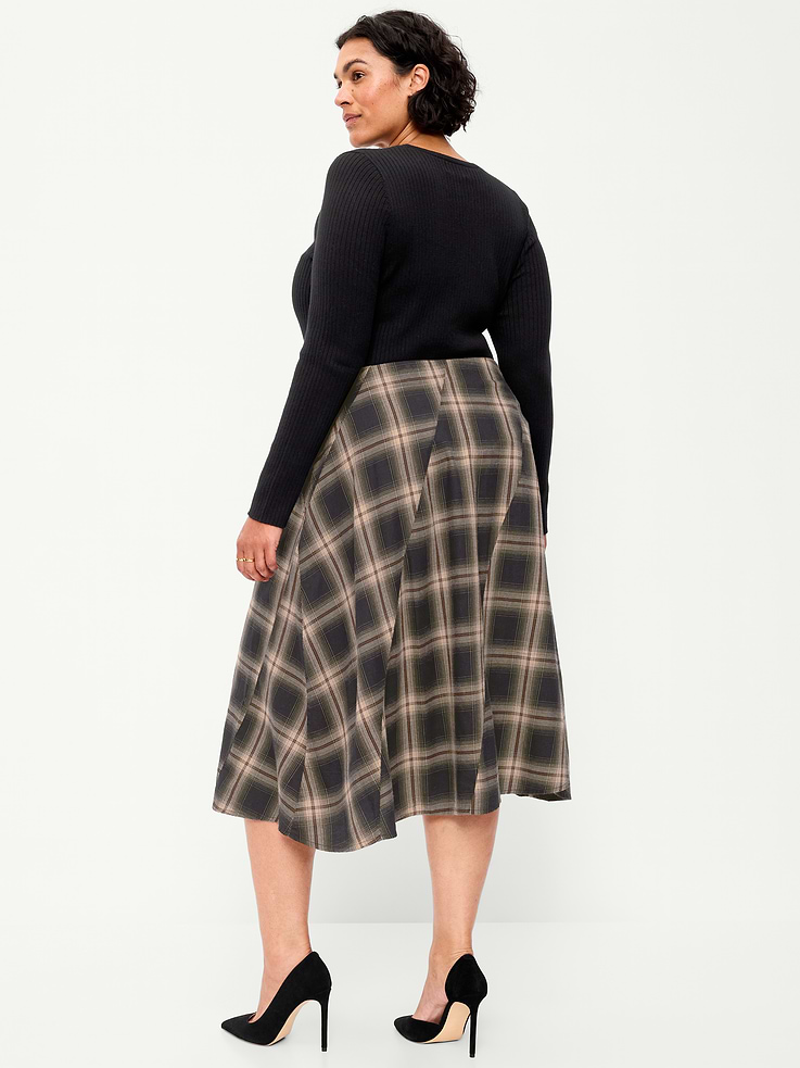 Image 8 of 8, Plaid Midi Skirt