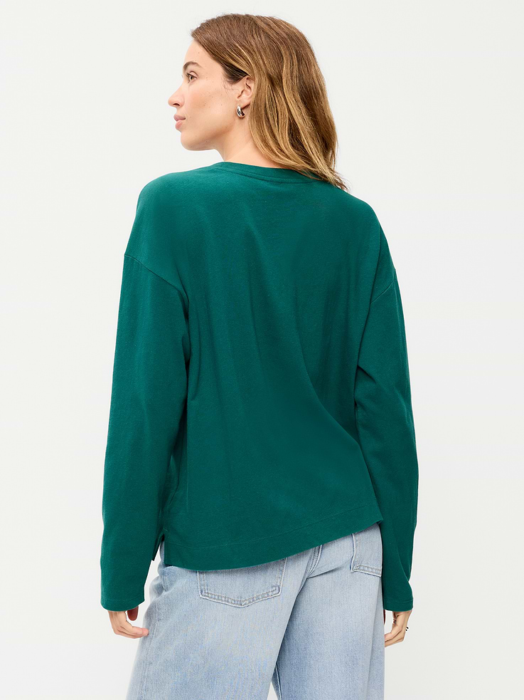 Image 2 of 4, Vintage Long-Sleeve Crew-Neck T-Shirt