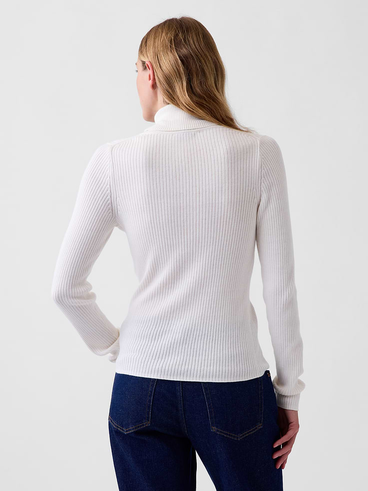 Image 3 of 5, Lightweight CashSoft Rib Turtleneck Sweater