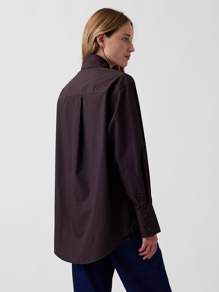 Image 3 of 5, Organic Cotton Poplin Tie-Neck Big Shirt