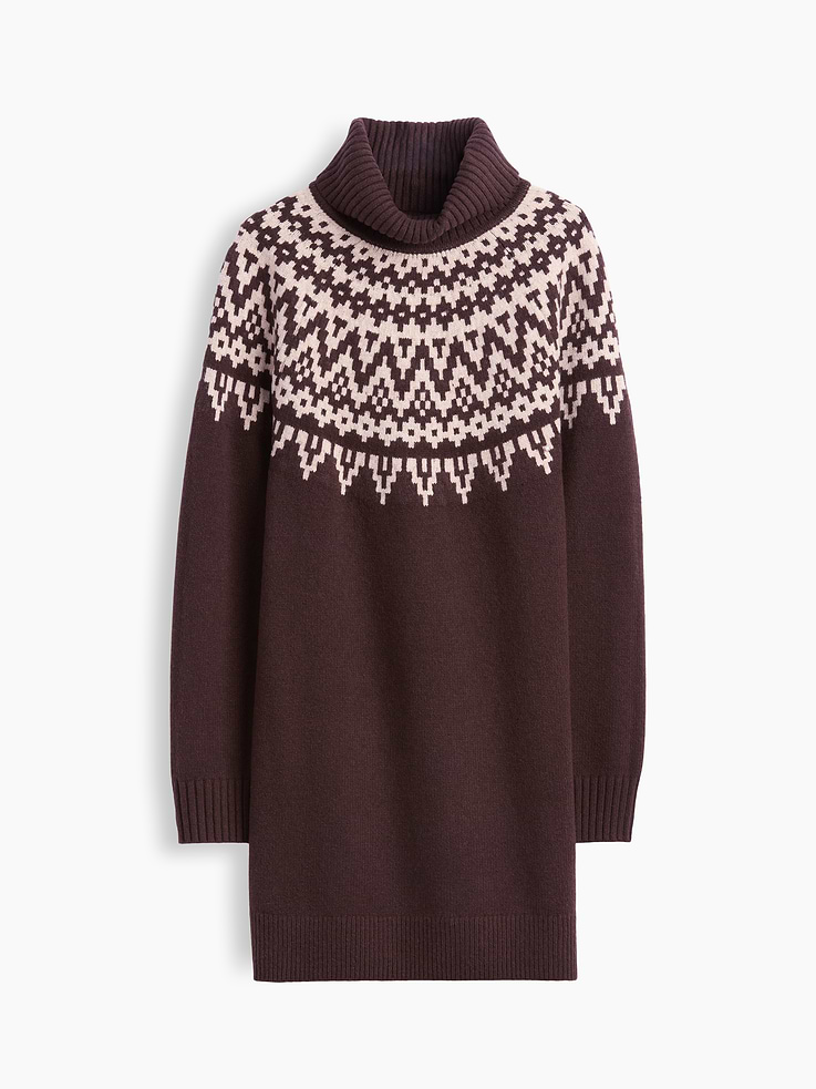 Image 6 of 6, CashSoft Fair Isle Turtleneck Sweater Mini Dress