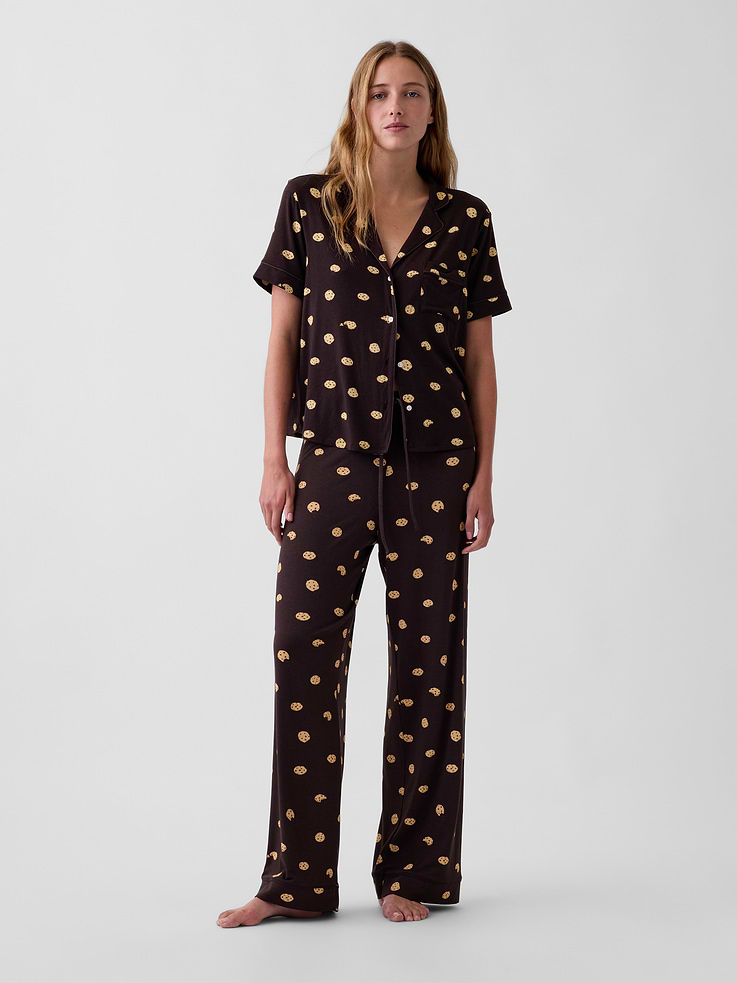 Image 1 of 6, The modal PJs of your dreams. Buttery soft. Naturally cool. With a little stretch. For sleeping, lounging, comfortably., Soft, stretch modal-blend pajama pants., Elasticized waist with drawcords., Piping detail at edges., Certain styles have an allover print., Shop matching PJs for all., Product #811981